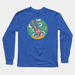 Retro Colorful Dancing Shoes Drawing Long Sleeve T-Shirt